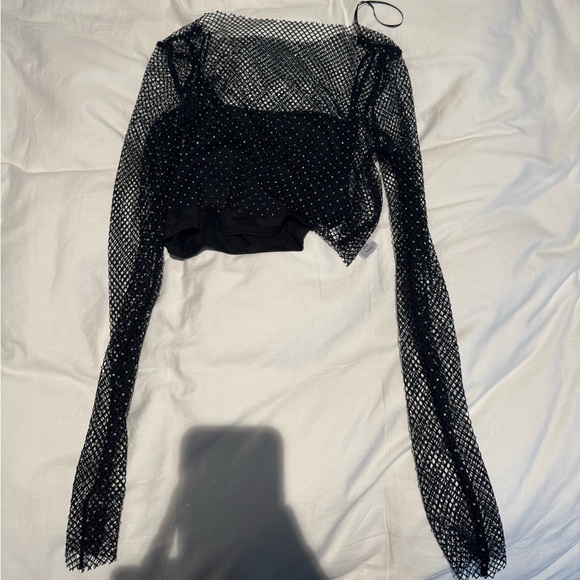 Sincerely Jules Elegant Black Mesh Top - Picture 1 of 2